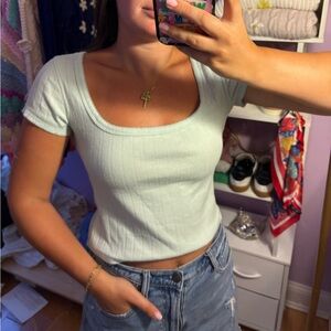 Free People Mint Green Ribbed Crop Top